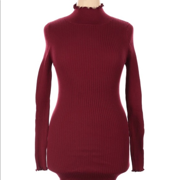 Shinestar size XLarge merlot ribbed sweater dress - Picture 1 of 3
